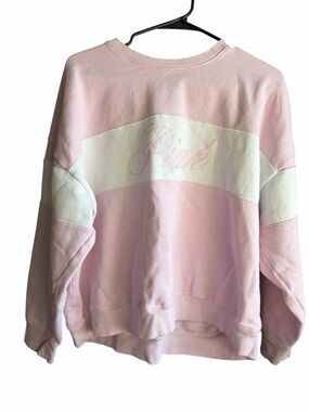 PINK Victoria's Secret Pink & White Colorblock Crewneck Sweatshirt
